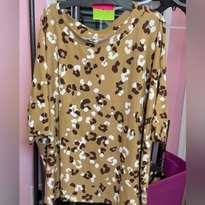 Plus Size Womens Tan and Brown Animal Print Blouse